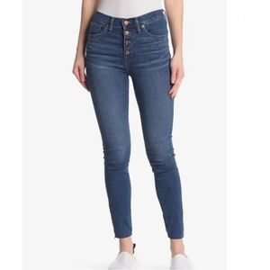 Madewell 9” Mid-Rise Skinny Jeans Raw Hem Button Fly with Magic Pockets W 28 NWT